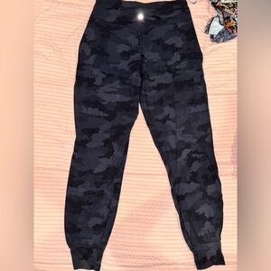 Size 6 Lululemon Joggers, Looser fit, Butter-like material, Black/ Grey Camo